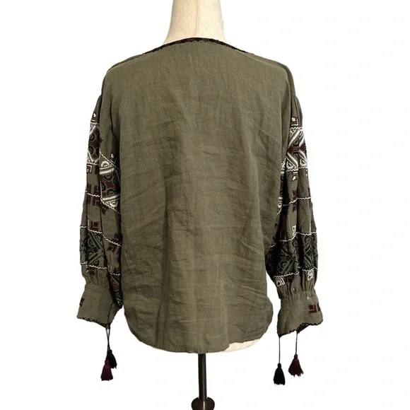 Nili Lotan Green Cleo Embroidered Blouse - Picture 3 of 8